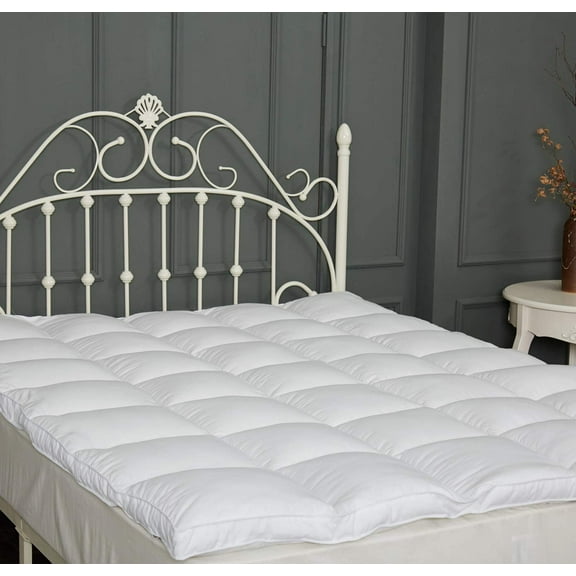 Extra Thick Mattress Topper with 4 Straps for College Dorm Twin - Hotel Quality Fluffy and Firm