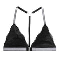 thumbnail image 4 of Women's Fashion Push Up Bra with Detachable Thin Button Triangle Cup and Silver Ribbon Neckline, 4 of 7