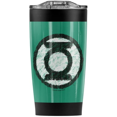 Green Lantern Scribble Lantern Logo Stainless Steel Tumbler 20 oz Coffee Travel Mug/Cup Vacuum Insulated & Double Wall with Leakproof Sliding Lid | Great for Hot Drinks and Cold Beverages