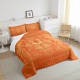 thumbnail image 3 of Adults Damask Gothic Bedding Set Antique Victorian Comforter Set Queen,Vintage Floral Goth Comforter Bat Quilt,Bats Sugar Skull Bone Skeleton Baroque Boho Decor,Orange and Yellow, 3 of 5