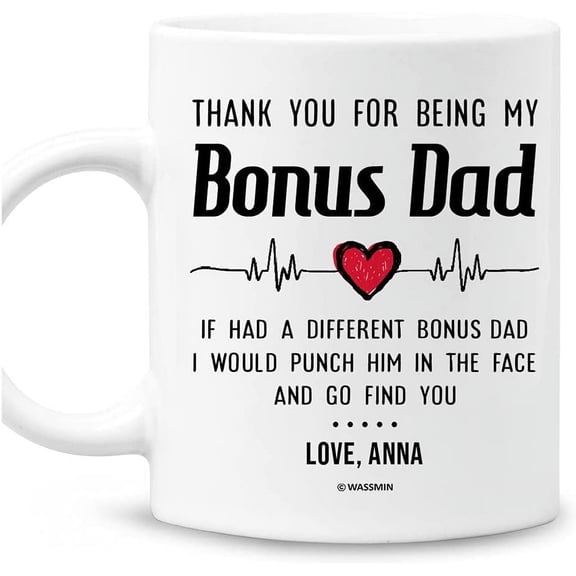 Personalized Mug Funny Father's Day Thanks for Being My Best Bonus Dad Gifts From Daughter Son - Stepdad Gift Coffee Mugs Tea Cup 11oz 15oz For Daddy Father With Custom Name