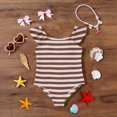 thumbnail image 5 of Abcomgle Toddler Girl Swimsuit 5t Striped One Piece Girls Swimsuit Ruffled Stretchy Swimwear for Girls, 5 of 7