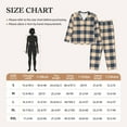 thumbnail image 4 of Pajama Sets for Women 2 Pcs, Blue Brown Twill Stripe Plaid Button Down Long Sleeve Sleepwear Lounge PJ Sets, 4 of 6