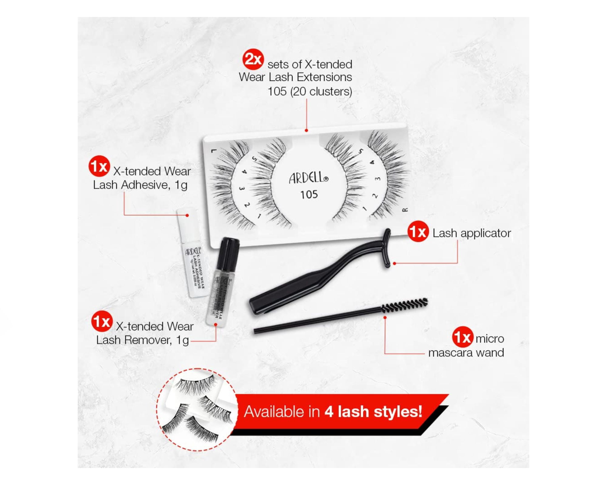 Ardell - 1 Pair - X-tended Wear - 105 -Pack of 8