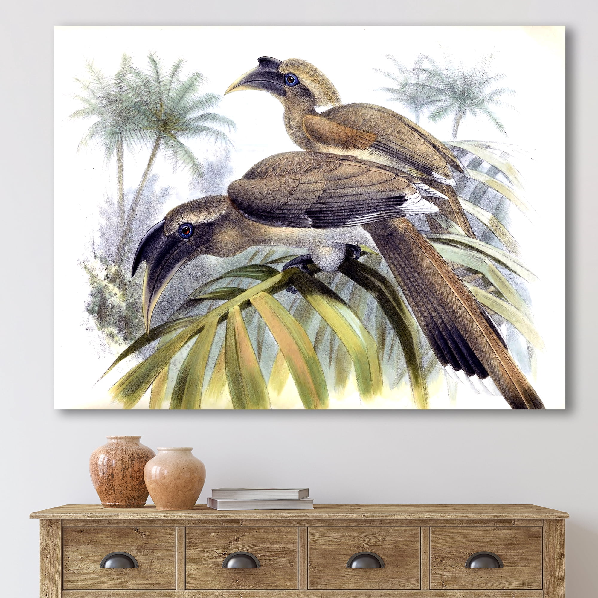 Designart ' Ancient Australian Birds XIV ' Traditional Canvas Wall Art Print