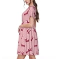 thumbnail image 2 of Lsque Teckel Chiot Imprimé Robe Décontractée T-Shirt Été Manches Courtes Col Rond Robes Évasées, 2 of 6