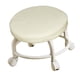 thumbnail image 2 of Silla con polea con asiento de cuero PU impermeable, taburete con ruedas, cojín cómodo, marrón claro, 2 of 9