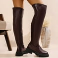 thumbnail image 4 of Roncen Women's Winter Casual Retro Over The Knee Boots - Chunky Mid Heel Solid Color Boots with Side Zipper, Slimming Knee High Design, 4 of 8
