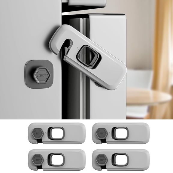 SUSWIM 4 Pack Child Proof Refrigerator Locks, Fridge Locks for Kids Safety with Sticky 3M Adhesives Pads, Freezer Door Latches for Toddlers and Baby, Ideal for Upright Freezer, Ovens, Cabinets Door