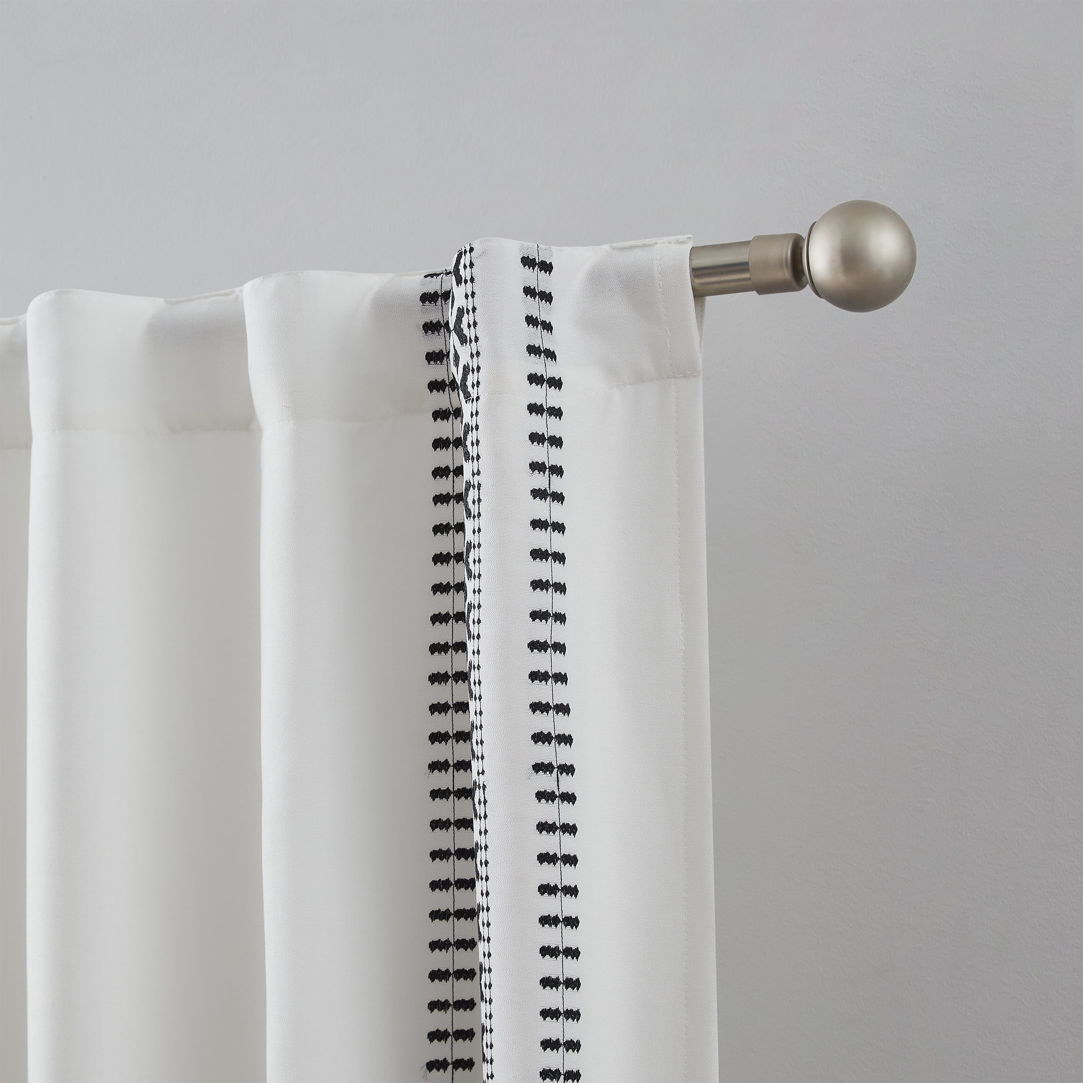Indigo Ink Rogue Black/White Geometric Rod Pocket Blackout Curtain Panel, 52" x 84"