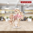 thumbnail image 4 of A rotating acrylic display showcasing a beautifully detailed unicorn with flowing pink bows and a realistic wood grain finish, 4 of 8