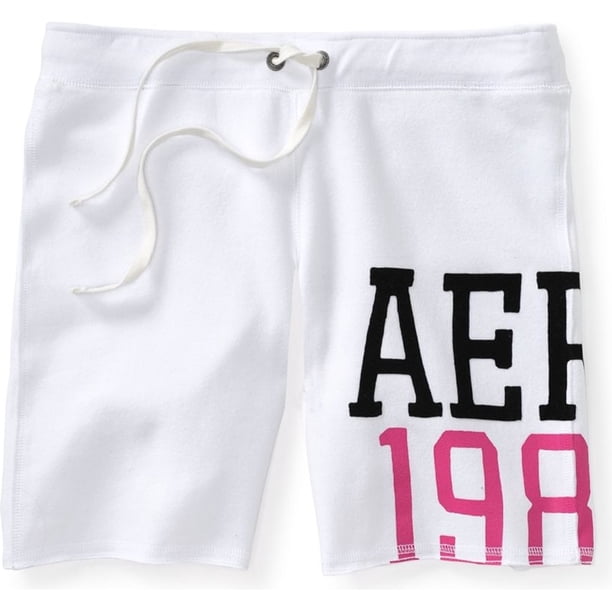 Aeropostale Bermuda Athletic Sweat Shorts para Mujer, Blanco, X-Large