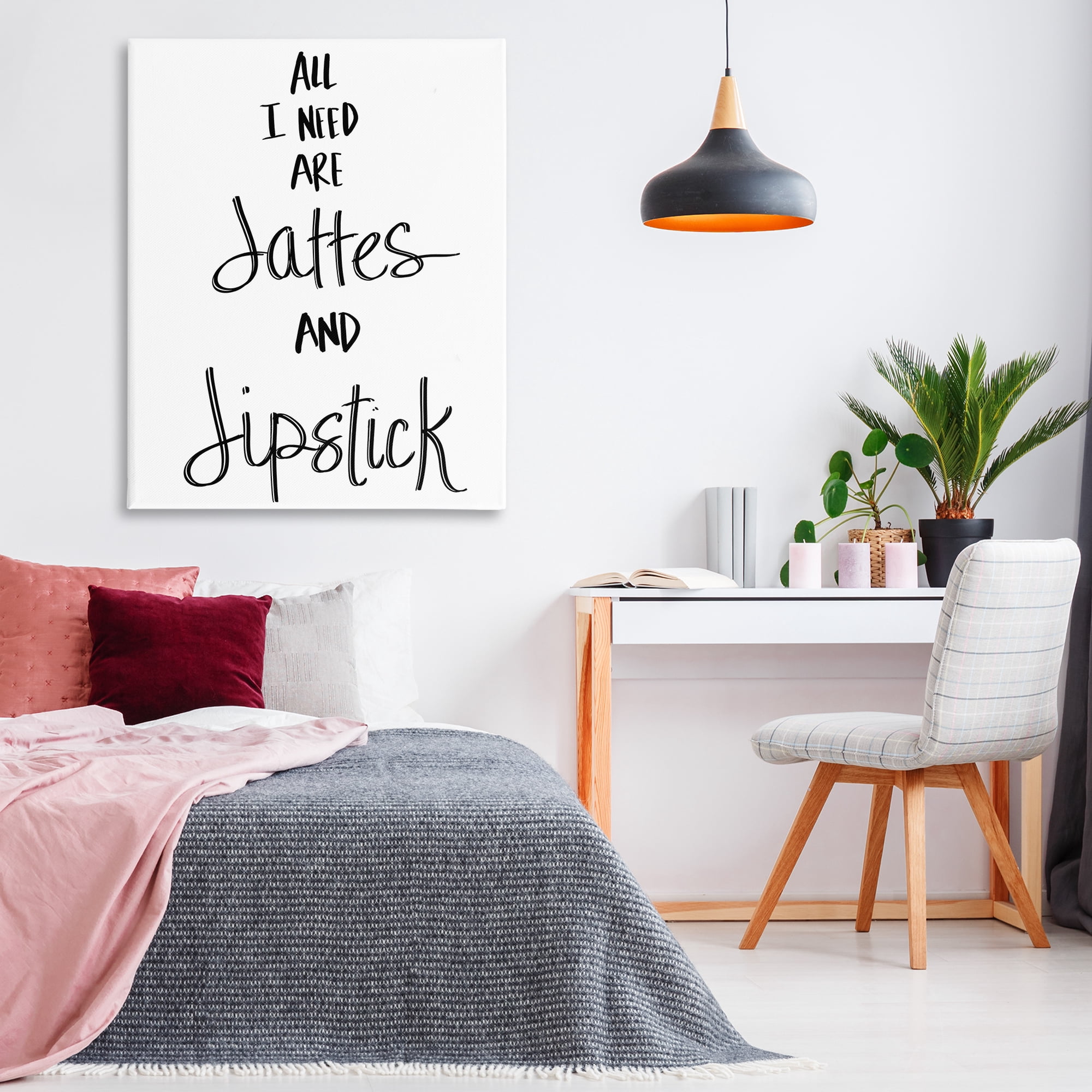 Stupell Industries Need Lattes & Lipstick Beauty & Fashion Painting Gallery Wrapped Canvas Art Print Wall Art, 36 x 48