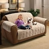 Innovative Textile Solutions 1-Piece Plush Solid Loveseat Furniture Cover Slipcover, Cream