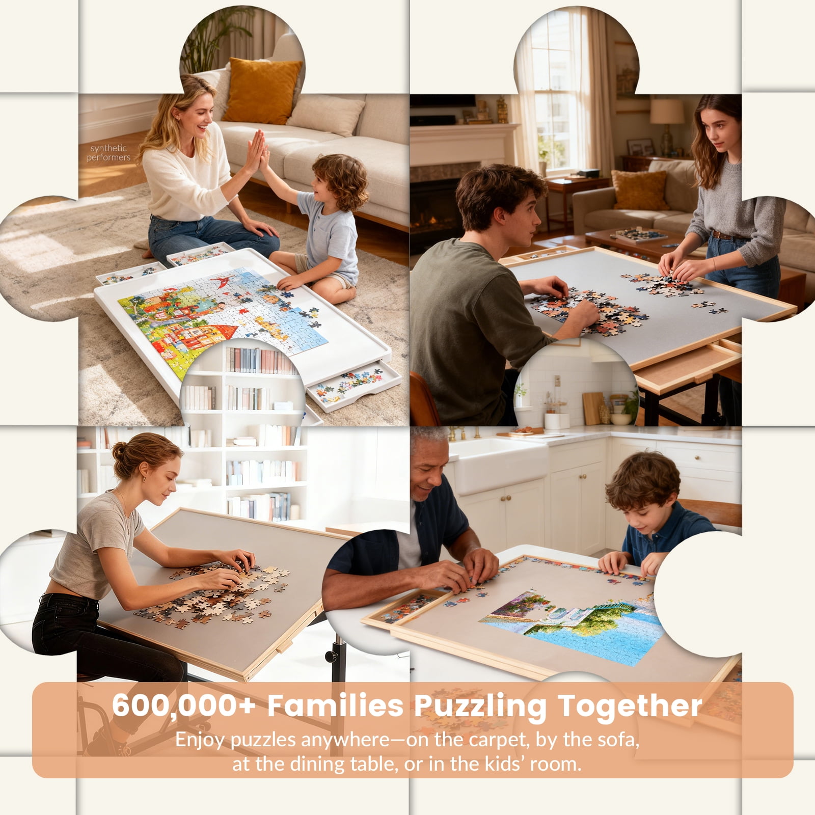 ALL4JIG Rotating Plastic Puzzle Board with 4 Drawers, Protective Cover, 1500 Pieces, Lazy Susan Design, Lightweight, for Adults, 34.21" x 25.75"