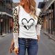 thumbnail image 3 of Mujeres Casual Día de San Valentín Impreso Leopardo Patchwork O-cuello Encaje Manga larga Jersey Blusa Camiseta Tops Fridja hkj341, 3 of 4