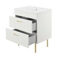 thumbnail image 5 of Sink Vanity Cabinet, White, Ceramic, Wood, Modern Contemporary, Hotel Bedroom Bathroom Master Suite Guest, 5 of 9