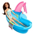 thumbnail image 3 of Barbie Doll and Pool Playset, Brunette with Pool, Slide, Towel and Drink Accessories, 3 of 7