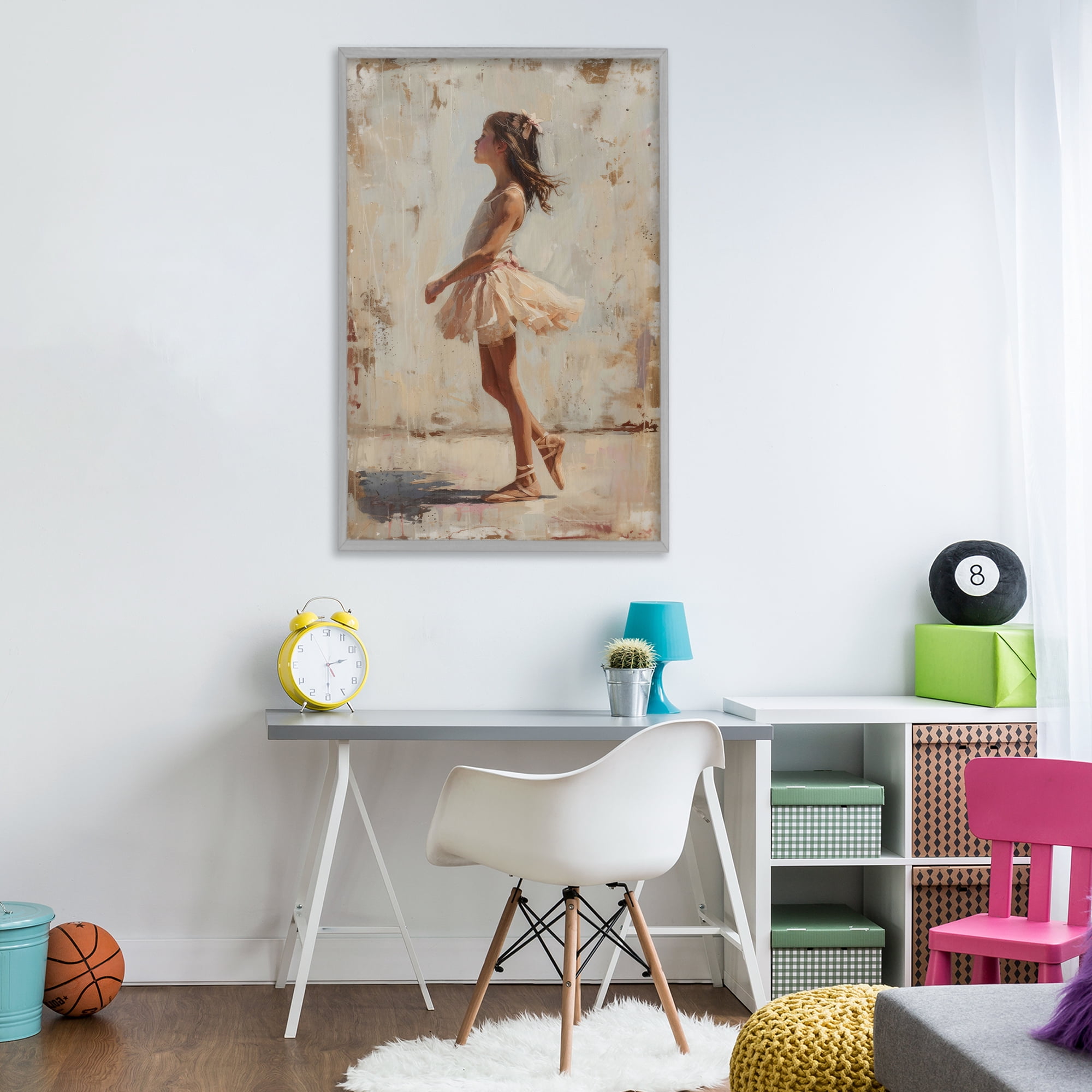 Stupell Industries Ballerina in Soft Light Gray Framed Giclee Art, design by Creative Studio