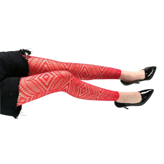 Yokua Women High Waist Fishnet Footless Leggings Patterned Footless Tights Leggings