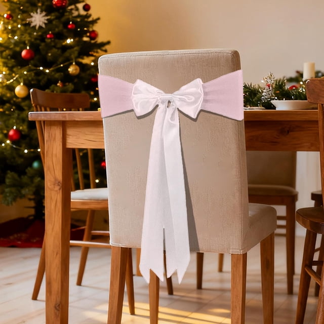 Adorno navideño para silla con lazo elástico | Cinta decorativa flotante para fiestas navideñas | Sujetador elástico para el respaldo de sillas de comedor | Decoración festiva para el hogar