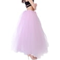 thumbnail image 3 of Seyurigaoka Women's Long Tulle Pleated Skirt Fluffy A-Line Mesh Maxi Skirts Princess Tulle Skirt Solid Color Adjust Tie Up Waist Bubble Long Skirt, 3 of 9