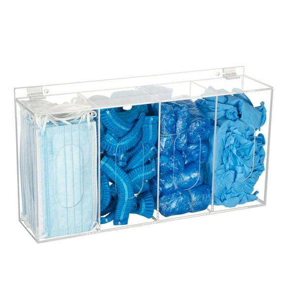SEANADO SEANADO Hairnet & Shoe Cover Dispenser Disposable Mask Acrylic Glove Box Storage 4 Containers Plastic  Holder Clear Standing/Wall Mount Organizing Sanitation Tool - Laboratory, Kitchen