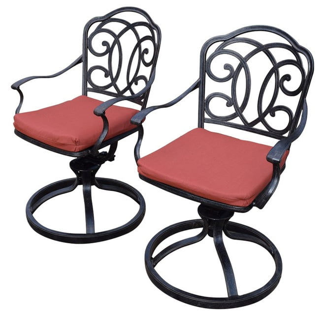 Set of 2 Black Outdoor Patio Swivel Rocking Chairs - Red Cushions - Walmart.com - Walmart.com