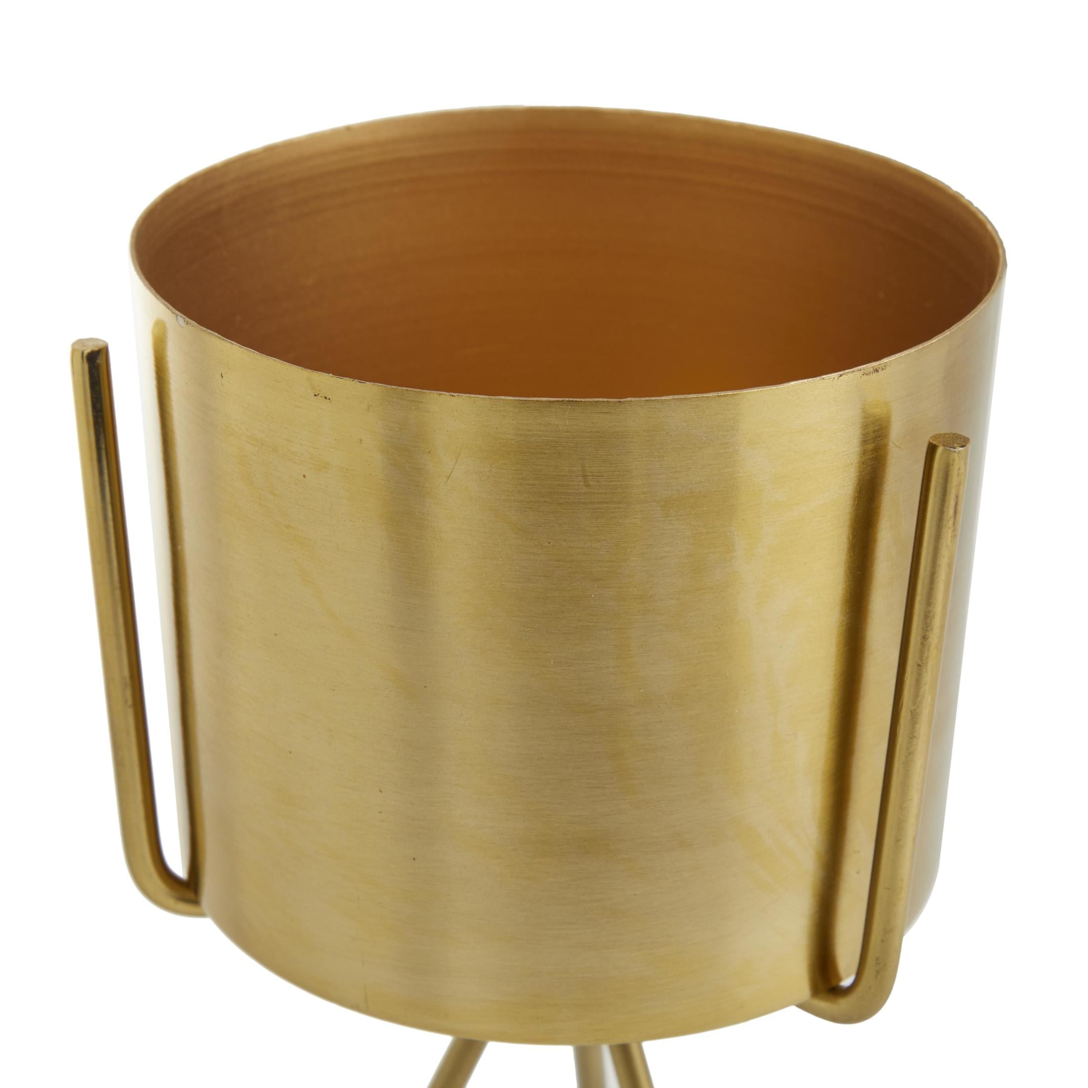 CosmoLiving by Cosmopolitan 12", 9"H Small Gold Metal Planter with Removable Stand (2 Count)