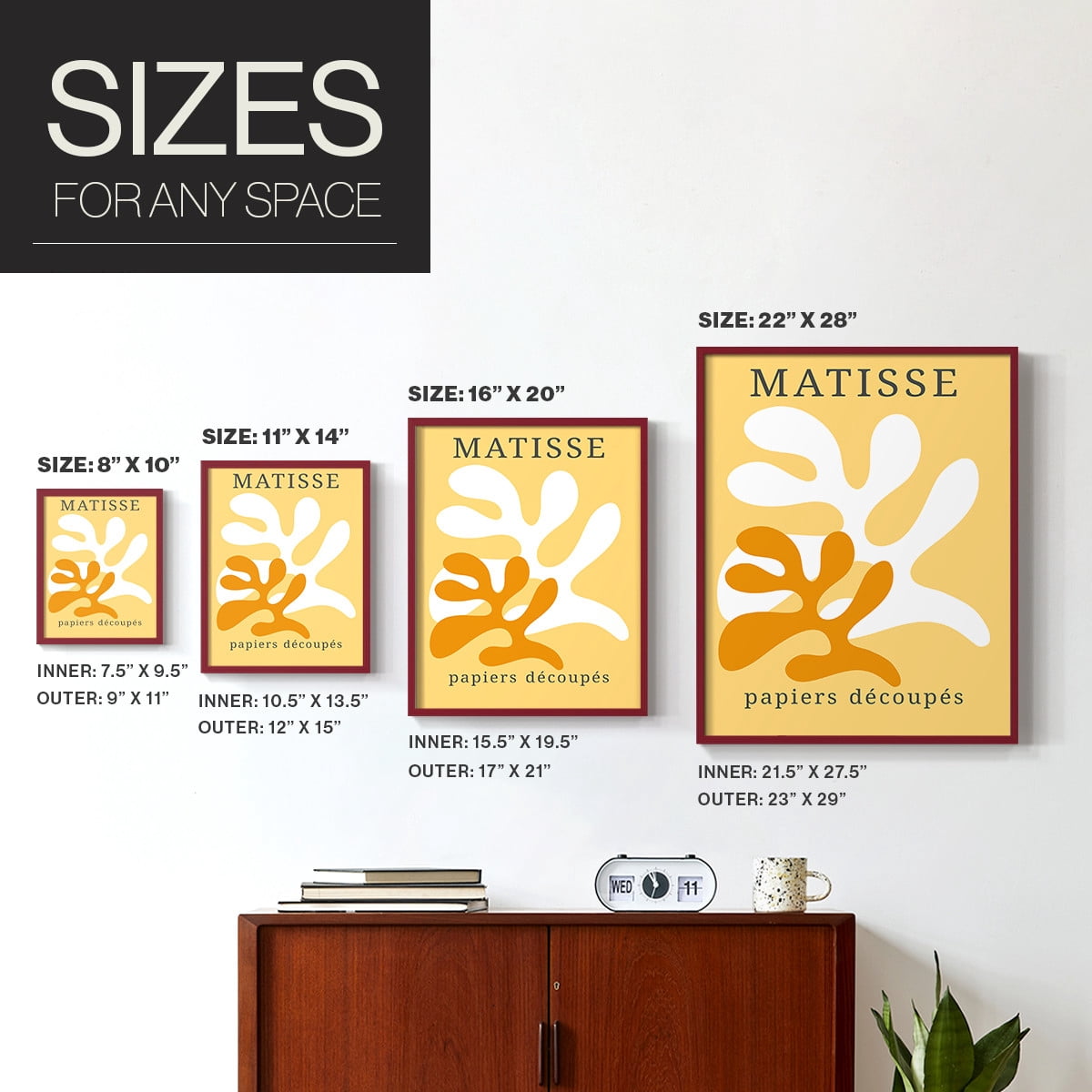 Matisse CCCLVII in Red Solid Wood 16 x 20 Framed Print