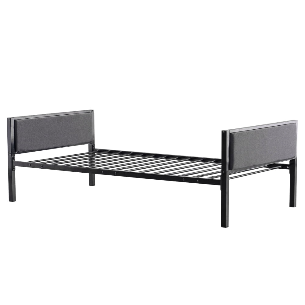 Kepooman Simple Iron Bed Frame, Soft Cover Metal Bed, Twin Dark Gray Kepooman Simple Iron Bed Frame, Soft Cover Metal Bed, Twin Dark Gray