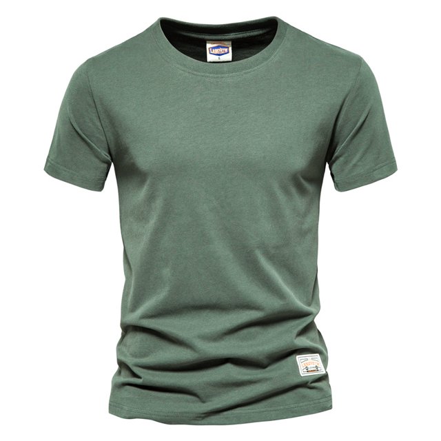 Camiseta de manga corta de algodón 100% AIOPESON para hombre, camisetas informales de verano sólidas para hombre, camisetas de calidad para hombre, camisetas básicas, ropa AIOPESON Camiseta de manga corta de algodón