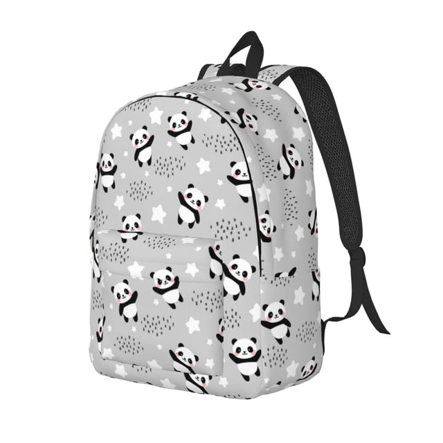 Kdxio Pandas Between Clouds and Stars Print Canvas Backpack for School Work Travel Lightweight Unisex Daypack with Laptop Compartment and Adjustable Straps-Small