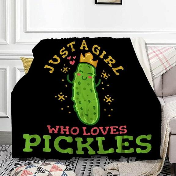 Just A Girl Who Loves Pickles Flannel Blankets Used for Bed,Sofa,Couch, Lightweight ,Cozy,Warm Comfy,Fluffy,Microfiber Full Size—X-SMALL-40x30 Inches All Season