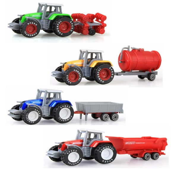 Boovnll 4Pcs Tractor Toy - Tractor & Trailer Cars Toys Ages 3-12 Toy Cars for Children Educational Learning, Gift for Boys Girls, Toys, Cars