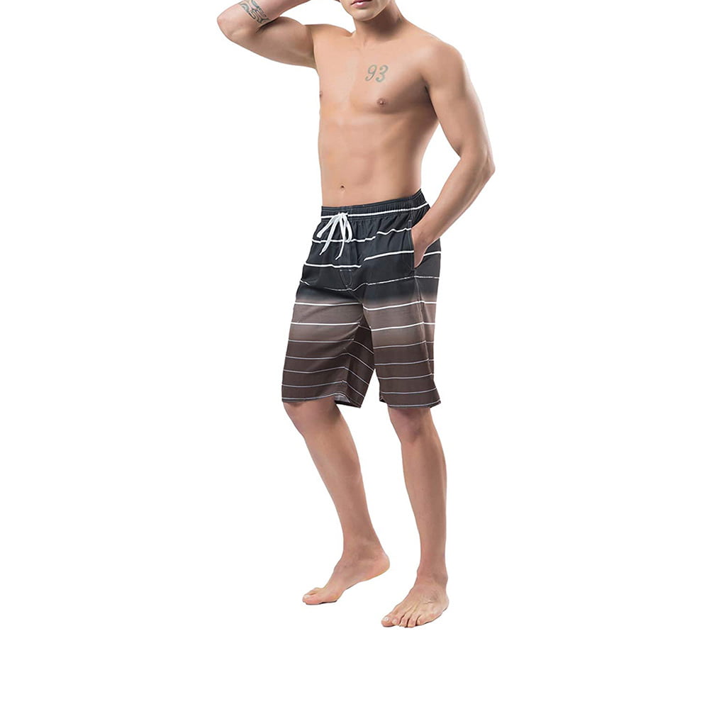 YnimioAOX Men's Swim Trunks Quick Dry Board Shorts Colorful Stripe Swimming Shorts 