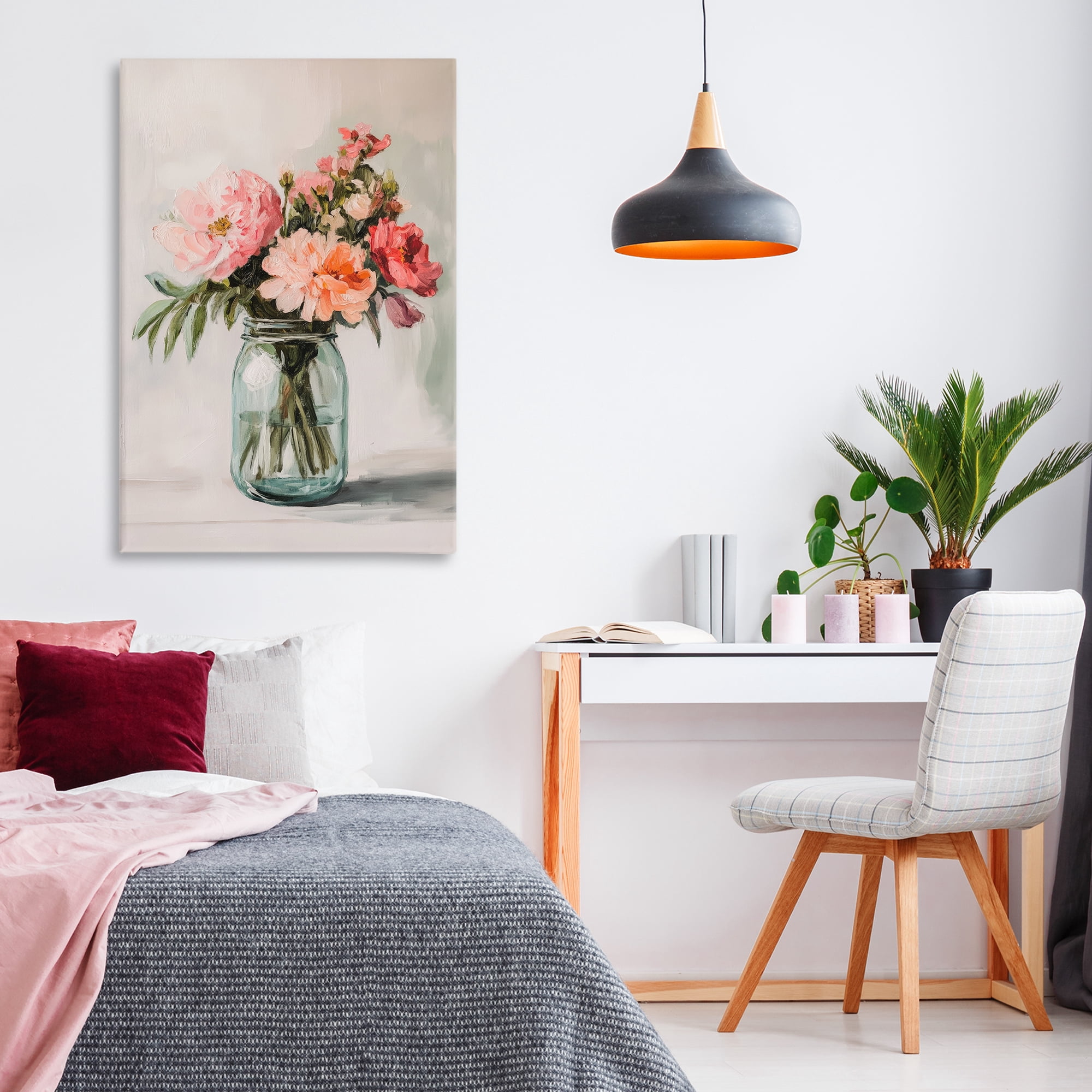 Stupell Industries Pink Flower Stems in Jar Canvas Wall Art, design by Petal Prints Design