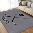thumbnail image 3 of 5x7 Area Rugs, Gray Hockey Non-Skid Rubber Backing Large Rectangle Rugs - Living Room Bedroom Home Office, Modern Art Vintage Hockey Ball Sports Indoor Floor Mat Carpets Washable Rug, 3 of 9