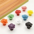 thumbnail image 6 of HDJNal Antique Rose Flower Cabinet Knobs, 6pcs Vintage Ceramics Handles Decorative Drawer Handle Knobs for Dresser Cabinet with Mounting Screws (Green), 6 of 7