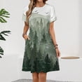 thumbnail image 2 of Aesthetic Foggy Mountain View Painting Trees Women's Dress Short Sleeve Summer Sundress Summer Women Clothes, 2 of 7