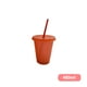 thumbnail image 3 of Billuyoard Vaso para beber con tapa y pajita Botella reutilizable de plástico PP PP para batido de jugo de café de bebida fría Mostrada Naranja 480ml Billuyoard HA007952-07, 3 of 6
