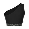 thumbnail image 2 of Eandarui Women Shiny Lyrical Dance Top One Shoulder Crop Top Lady Modern Contemporary Dancewear Black M, 2 of 6