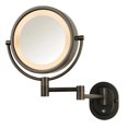 thumbnail image 1 of Jerdon Miroir de Maquillage Mural Double Face avec Éclairage Halo - Miroir de Maquillage Éclairé avec Grossissement 5X & Bras Mural - Miroir Rond avec Finition Bronze - Fil Direct - Modèle Hl65Bzd, 1 of 1