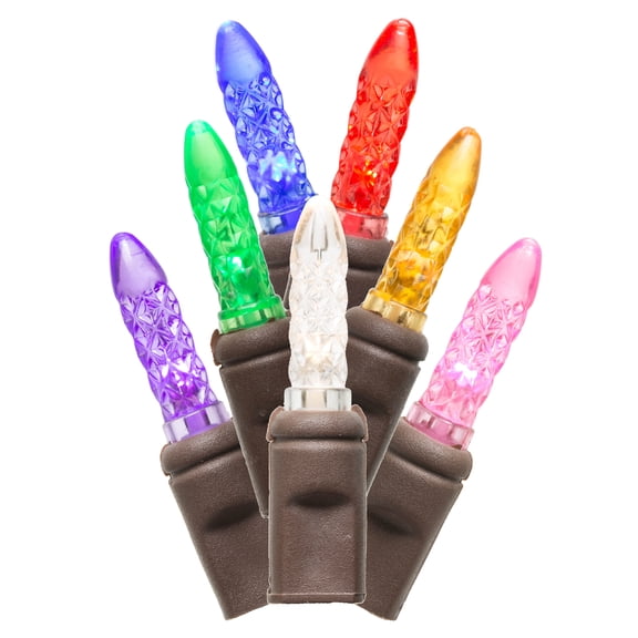 Vickerman 70 Multi-color M5 LED Single Mold Icicle Light on Brown Wire, 9' Christmas Light Strand