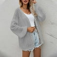 thumbnail image 2 of Lilgiuy Women's Sweater Coat Top Cardigan Loose Hollow Out Long Sleeve Coat，Gray,8 Winter Clothes for 2022, 2 of 5