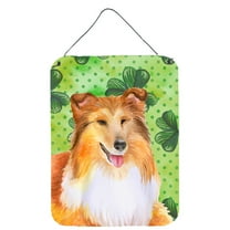Carolines Treasures BB9894DS1216 Sheltie St Patricks Wall or Door Hanging Prints Green 12WX16H multicolor