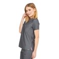 thumbnail image 3 of Mediclo Women's Medical Scrub Top - Sal Essential Eco Friendly Sustainable FYSEL Fabric V-Neck Chest Pocket Shirt Workwear Hgrey FT3085RHGY10 XL, 3 of 7