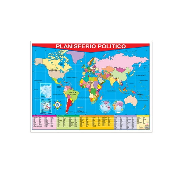Póster Planisferio Politico / Political World Map Educatodo B-0271-I