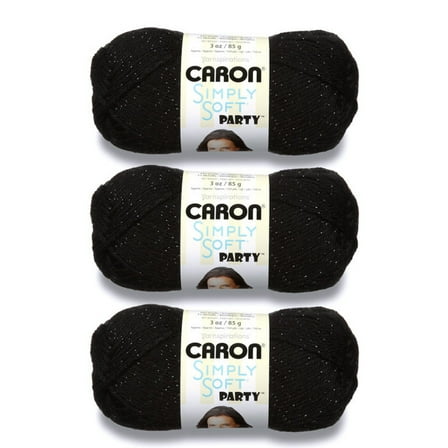 Caron Simply Soft Party Black Sparkle Yarn - 3 Pack of 85g/3oz - Acrylic - 4 Medium (Worsted) - 164 Yards - Knitting/Crochet