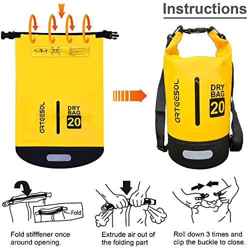 Waterproof Floating Backpack 5L/10L /20L/30L with Double Shoulder Strap Lightweight Dry Bags for Kayaking Rafting Boating Swimming Camping Hiking Beach Fishing arteesol Waterproof Dry Bag 